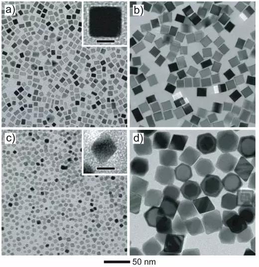圖4 通過微滴反應器得到的不同尺寸的Pd納米晶 圖4 通過微滴反應器得到的不同尺寸的Pd納米晶