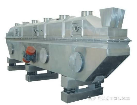 振動流化床干燥機，用機械振動輔助流化，優點是設備高度可以降低，操作也比流化床靈活，現在已經是非常常見的設備了。