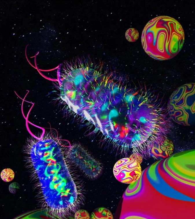 圖示細(xì)菌被困在3D微珠基質(zhì)中