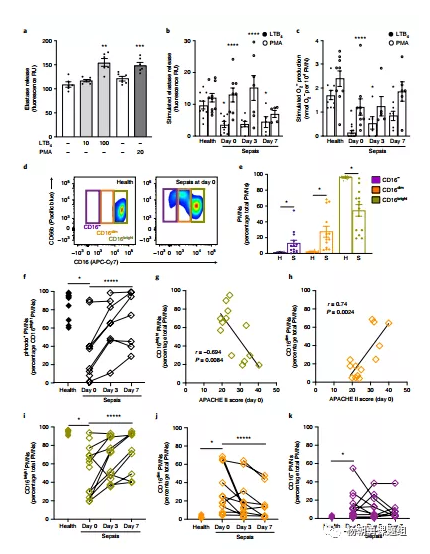 圖2 中性粒細胞亞群（PWN）及其在敗血癥和健康患者中的作用